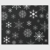 Zwart & Wit Assorted Kerstmis Sneeuwvlokken Cadeaupapier (Vlak)