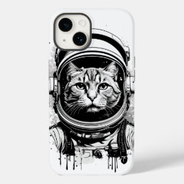 Zwart-wit Astronaut Kat Case-Mate iPhone 14 Hoesje