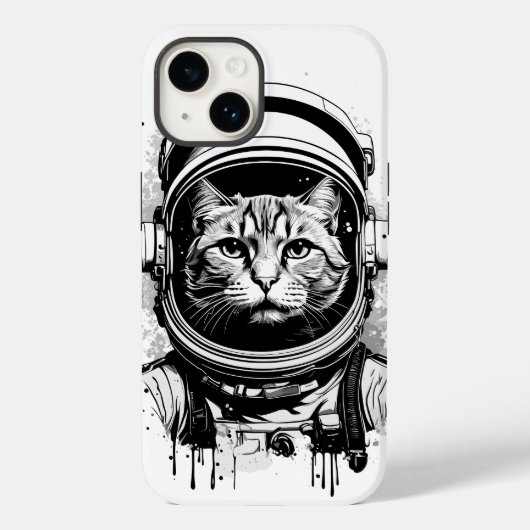 Zwart-wit Astronaut Kat Case-Mate iPhone Case (Achterkant)