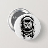 Zwart-wit Astronaut Kat Ronde Button 5,7 Cm (Voorkant /achterkant)