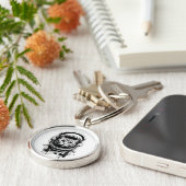 Zwart-wit Astronaut Kat Sleutelhanger (Zijkant)