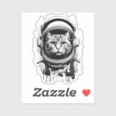 Zwart-wit Astronaut Kat Sticker (Vel)