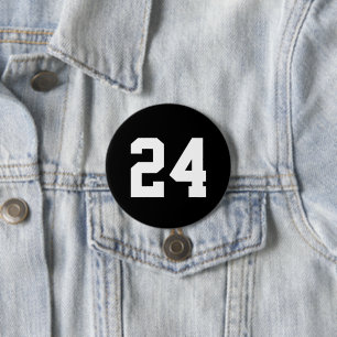 Zwart-wit Atleet Jersey Nummer Ronde Button 7,6 Cm
