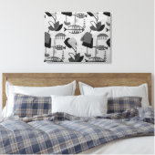 Zwart & Wit Atomic Patroon Canvas Print (Insitu (Slaapkamer))
