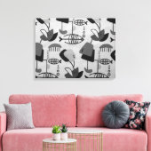 Zwart & Wit Atomic Patroon Canvas Print (Insitu (Woonkamer))