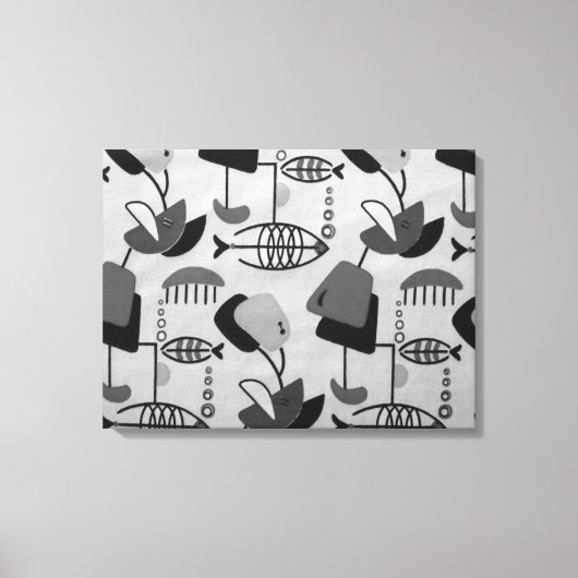 Zwart & Wit Atomic Patroon Canvas Print (Voorkant)