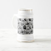 Zwart-wit atoompatroonstaal bierpul (Voorkant links)