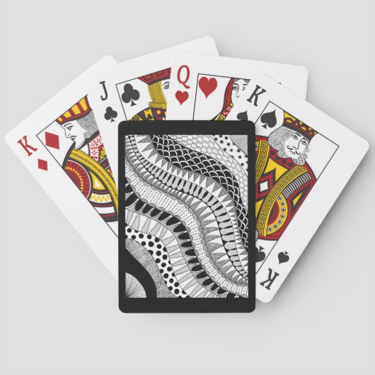 Zwart-wit avy Pattern Hand Drawn Doodle Pokerkaarten (Achterkant)