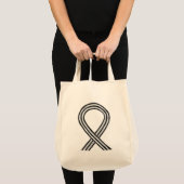 Zwart-wit Awareness Ribbon Custom Canvas tas (Voorkant (product))