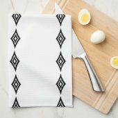 Zwart-wit Aztec Tribal Striped Patroon Theedoek (Quarter Fold)