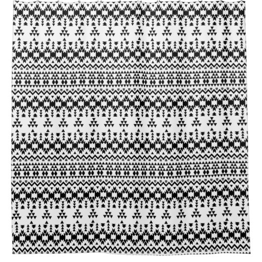 Zwart-wit Azteeks geometrisch vectorpatroon Douchegordijn (Voorkant)