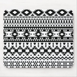Zwart-wit Azteeks geometrisch vectorpatroon Muismat