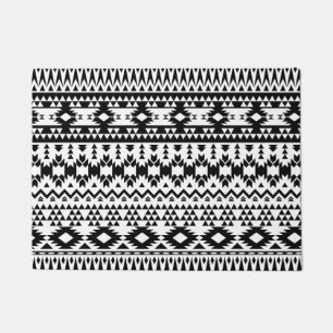 Zwart-wit Azteekse geometrische vectorpatroon Deurmat