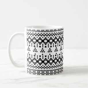 Zwart-wit Azteekse geometrische vectorpatroon Koffiemok