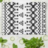 Zwart-wit Azteekse geometrische vectorpatroon Theedoek (Gevouwen)