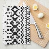 Zwart-wit Azteekse geometrische vectorpatroon Theedoek (Quarter Fold)