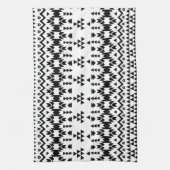 Zwart-wit Azteekse geometrische vectorpatroon Theedoek (Verticaal)