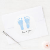 Zwart-wit Baby Footprints Ronde Sticker (Envelop)