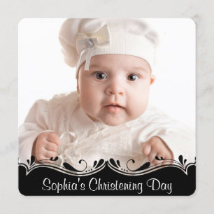 Zwart Wit Baby Foto Doop Kaart
