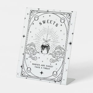 Zwart-wit Baby shower Sweet Dessert Table Reclamebord Met Voetstuk