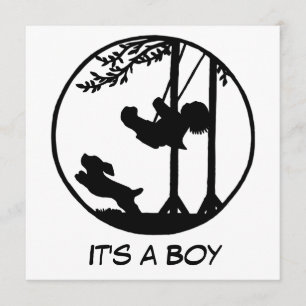 Zwart-wit baby shower voor silhouetkunst kaart