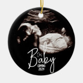 Zwart-wit Baby Ultrasound Kerst Keramisch Ornament (Voorkant)