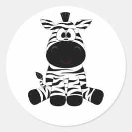Zwart-wit Baby Zebra fun Ronde Sticker