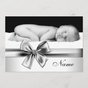 Zwart-wit babyfoto geboortekaarten aankondiging