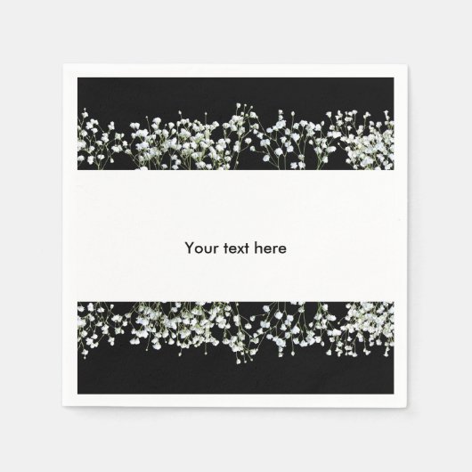 Zwart & Wit Baby's Adem Bloemen Trouwservetten Servetten (Voorkant)