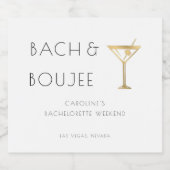 Zwart-wit Bach en Boujee Bachelorette Party Sparkling Wijnetiket (Enkel label)