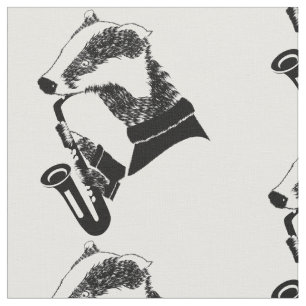 Zwart-wit Badger Saxofoon Gepersonaliseerd Stof