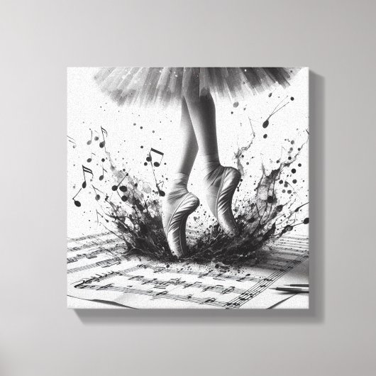 Zwart-wit ballet Slippers Stretched Canvas (Voorkant)