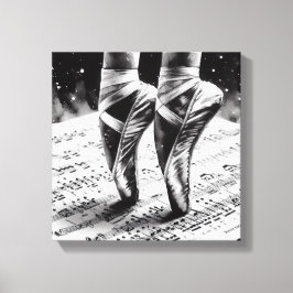 Zwart-wit ballet Slippers Stretched Canvas