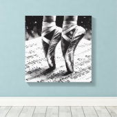 Zwart-wit ballet Slippers Stretched Canvas (Insitu (Houten vloer))