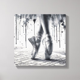 Zwart-wit ballet Slippers Stretched Canvas