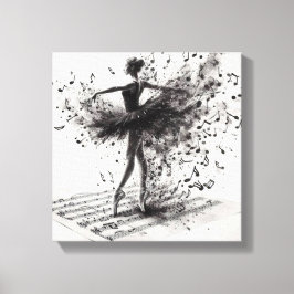 Zwart-wit ballet Slippers Stretched Canvas