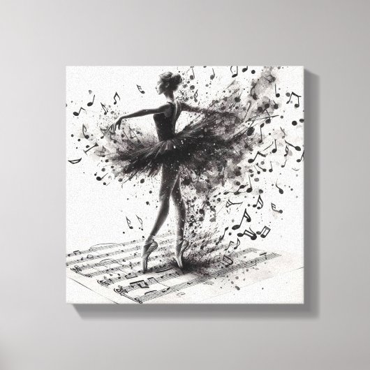 Zwart-wit ballet Slippers Stretched Canvas (Voorkant)