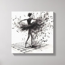 Zwart-wit ballet Slippers Stretched Canvas