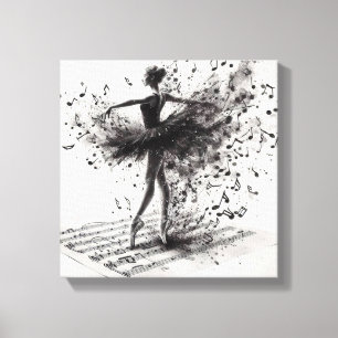 Zwart-wit ballet Slippers Stretched Canvas Afdruk