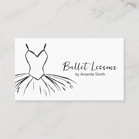 Zwart-wit balletdansstudio instructeur visitekaartje (Voorkant)