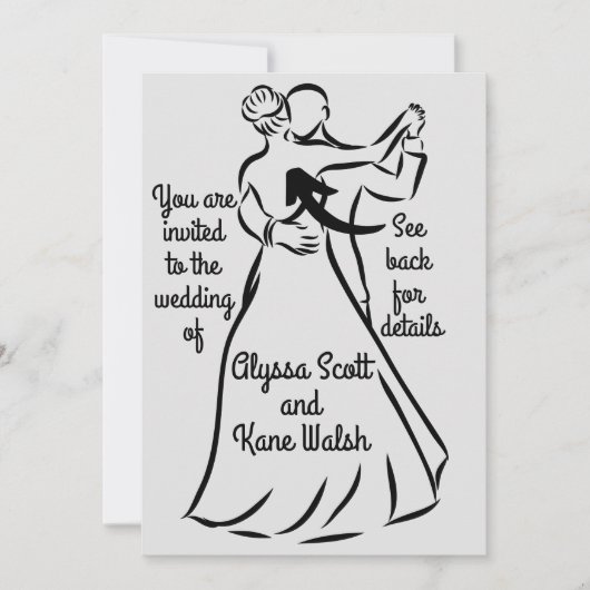 Zwart-wit Ballroom Dansers Bruiloft Kaart (Voorkant)
