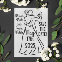 Zwart-wit Ballroom Dansers Save-the-Date