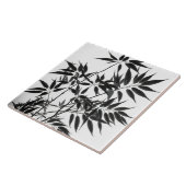 Zwart-wit Bamboe Plant Tegeltje (Zijkant)