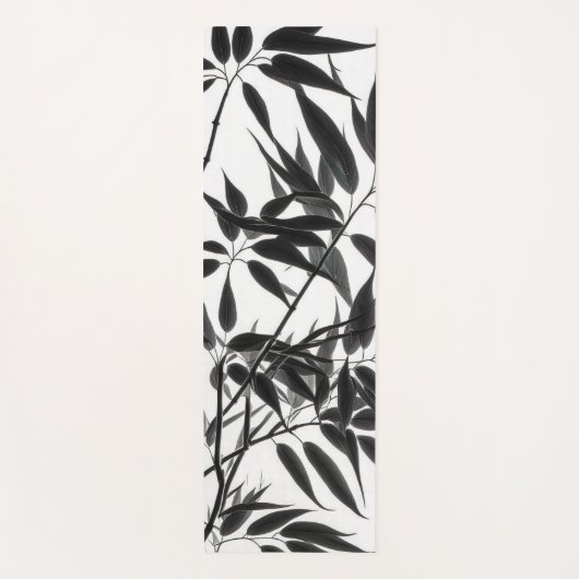Zwart-wit Bamboe Plant Yogamat (Voorkant)