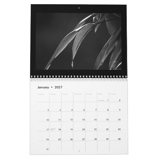 Zwart-wit Bamboe Zen 2015 Kalender (Jan 2027)