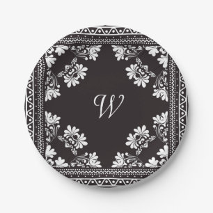Zwart-wit Bandana met Monogram Papieren Bordje