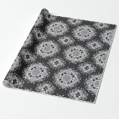 Zwart-wit Bandanna Mandala Cadeaupapier (Uitgerold)