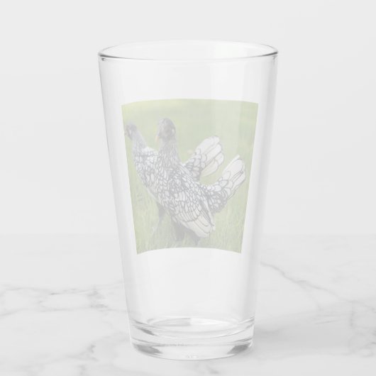 Zwart-wit Bantam Chicken Collectors Drank Glas (Achterkant)