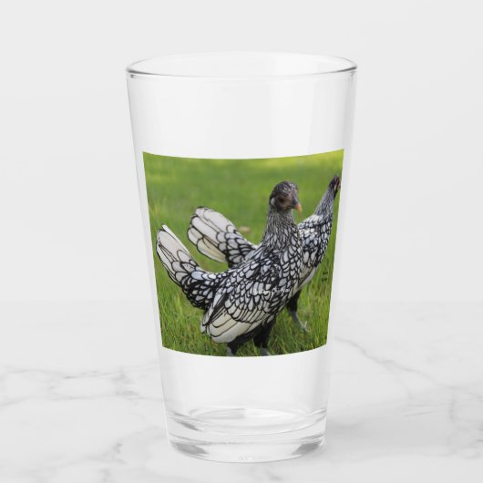 Zwart-wit Bantam Chicken Collectors Drank Glas (Voorkant)
