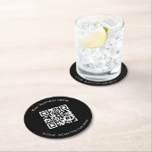 Zwart wit bar restaurant menu qr code ronde kartonnen onderzetter (Insitu)